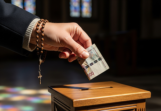 La ofrenda de dinero en la iglesia