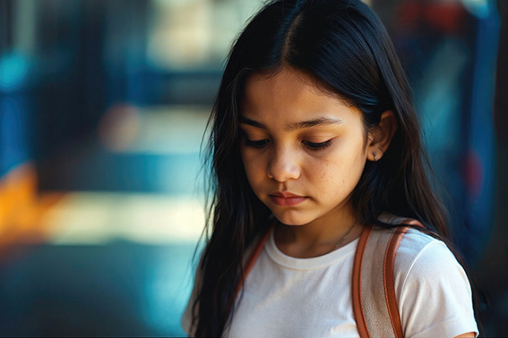Una niña con palabras de grande